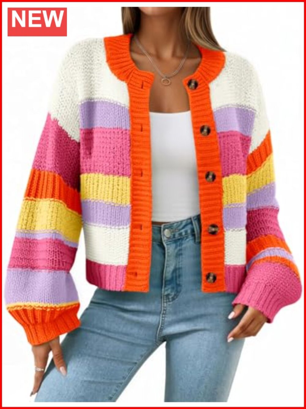 Striped Chunky Cardigan Trendy Fall Knit Coat